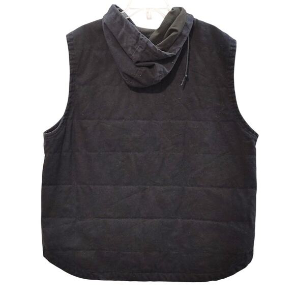 Wrangler Workwear Full Zip Denim Vest Jacket Hooded Pockets Black Mens 2XL - Picture 2 of 4